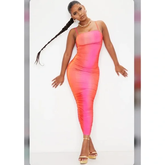 chinese dress ladies PLT Label Chocolate One Shoulder Ruched Cut Out Maxi Dress